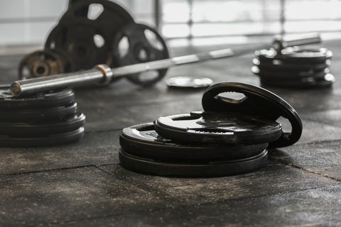 weight plates on the floor