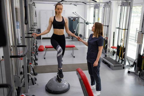 woman on balance ball