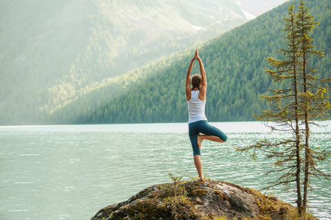 woman doing outdoor yoga