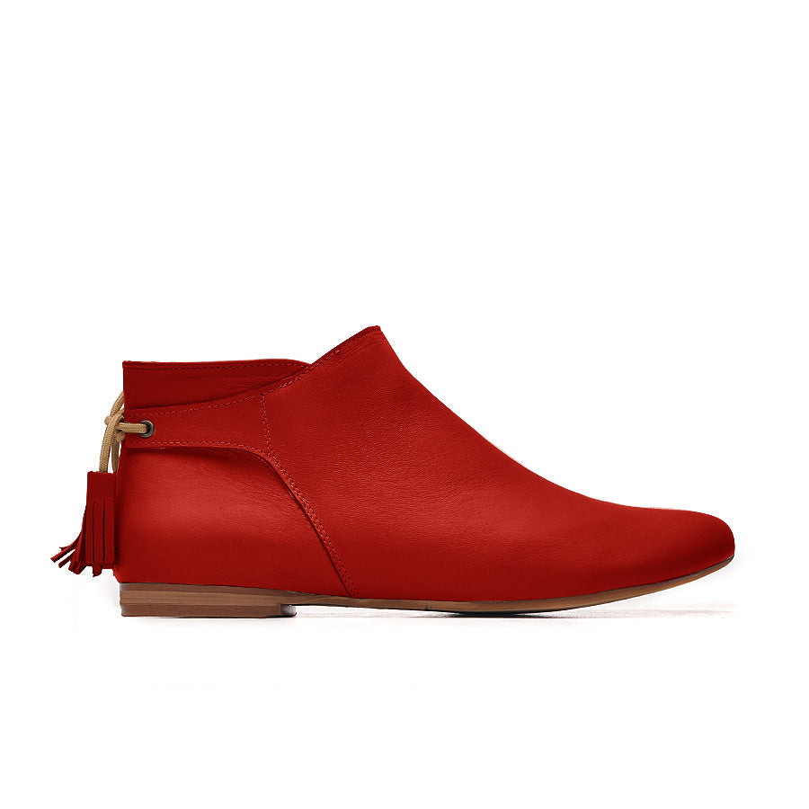 red flat booties