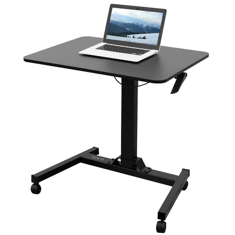 Small Footprint Sit-Stand Mobile Workstation - Black