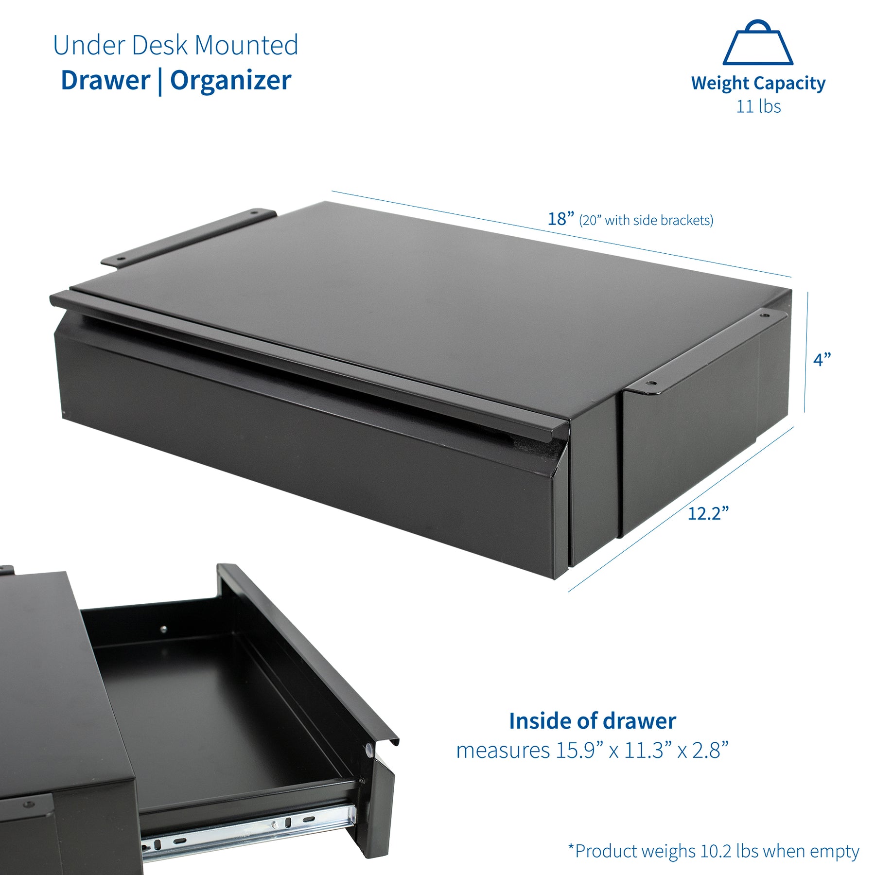 undermount desk tray