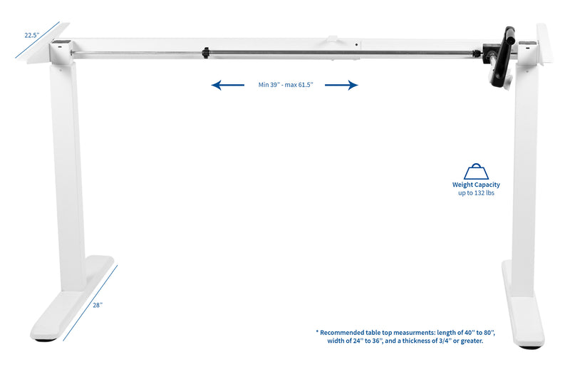 Desk V101mw Crank Height Adjustable Desk Frame White Vivo