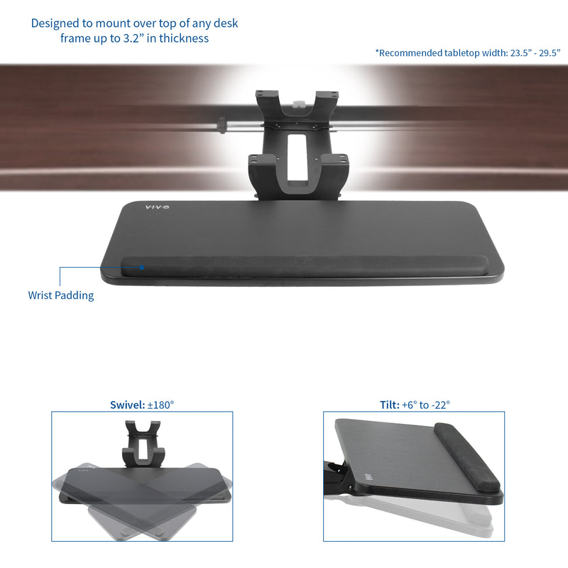 Mount Kb03b Kit1 Black Under Desk Keyboard Tray With Spacer