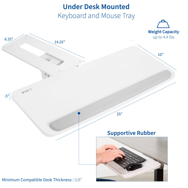 Mount Kb03w White Under Desk Keyboard Vivo Desk Solutions