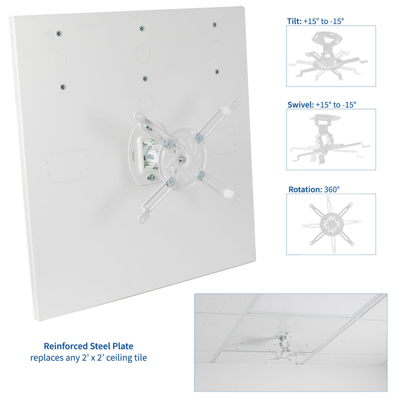 Mount Vp07dp White Universal Drop Ceiling Projector Mount