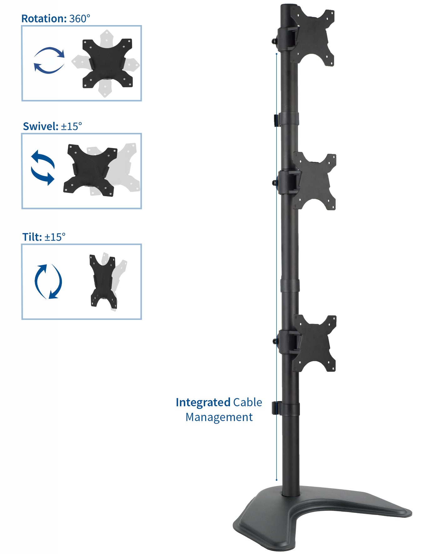 triple vertical monitor stand