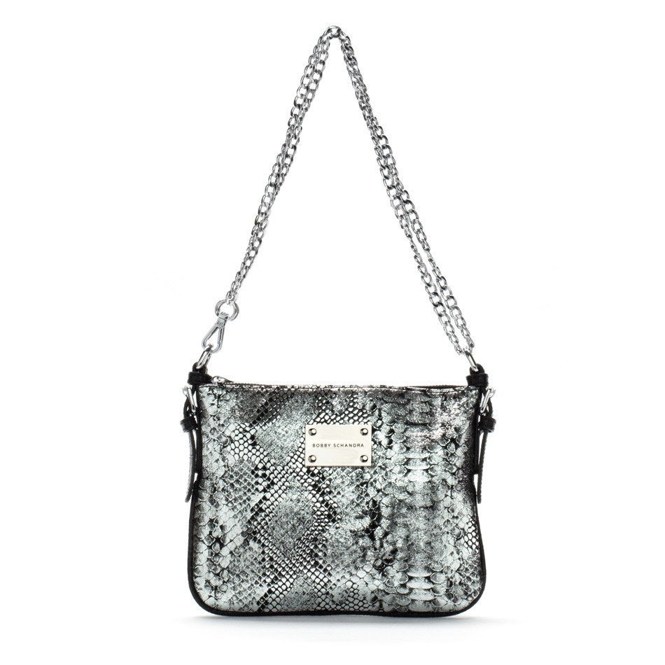 black and silver crossbody purse