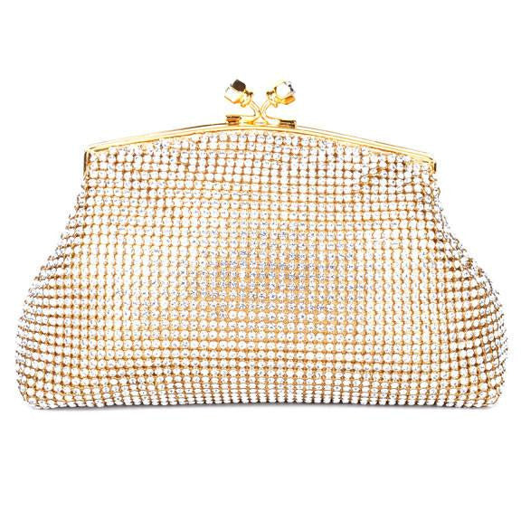 Gold Clutch with Swarovski Crystal Mesh