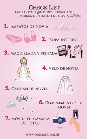 Checklist 7 complementos que debes llevar a tu prueba de vestido de novia