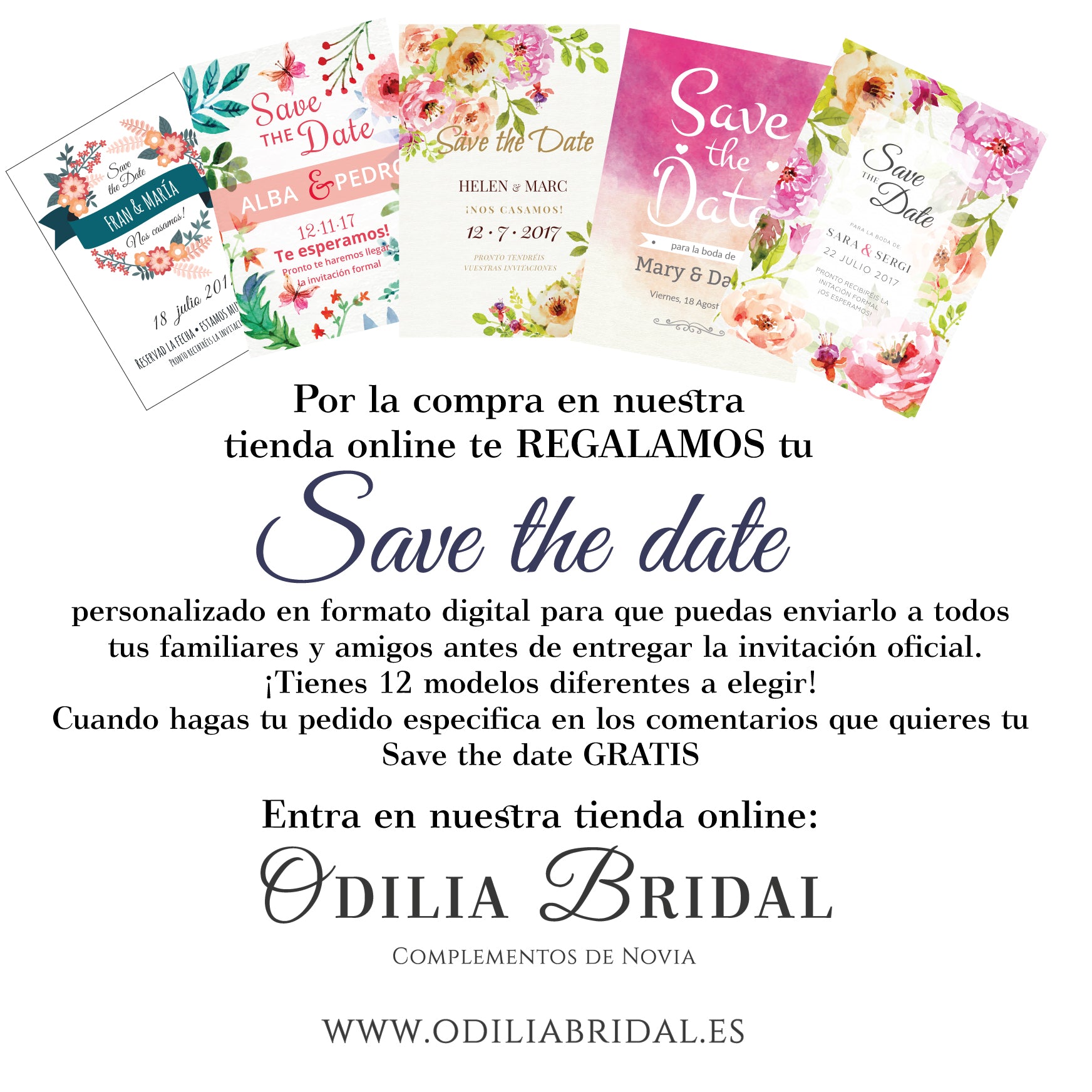 Save the date gratis y de regalo por la compra de nuestros productos