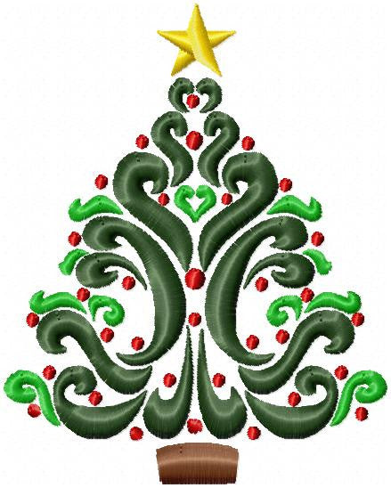 Beautiful Christmas Tree - Machine Embroidery Design - Comes in 4 size ...