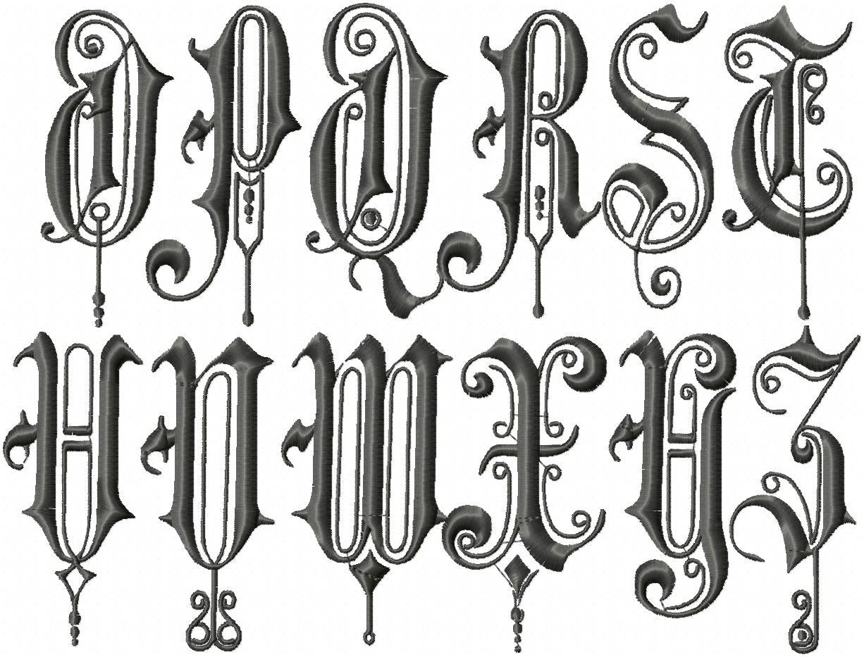 Vintage English Font - 2.5 Inch Upper and Lower Case Machine Embroider ...