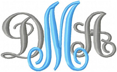 Jumbo Interlocking Monogram Font - 9.5 Center Letters and 7.5 Side L