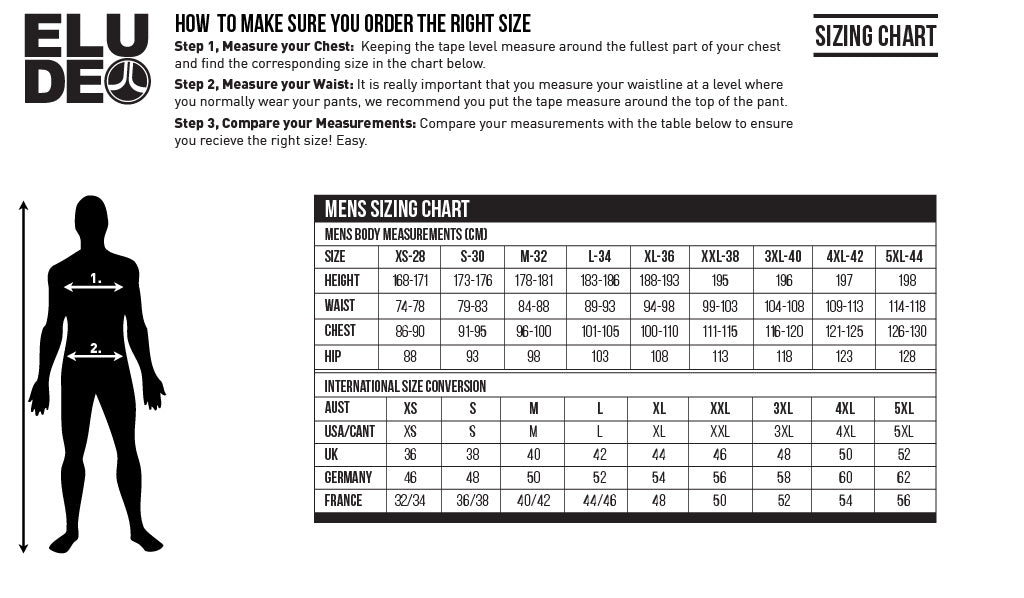 Mens Pant Sizing Chart