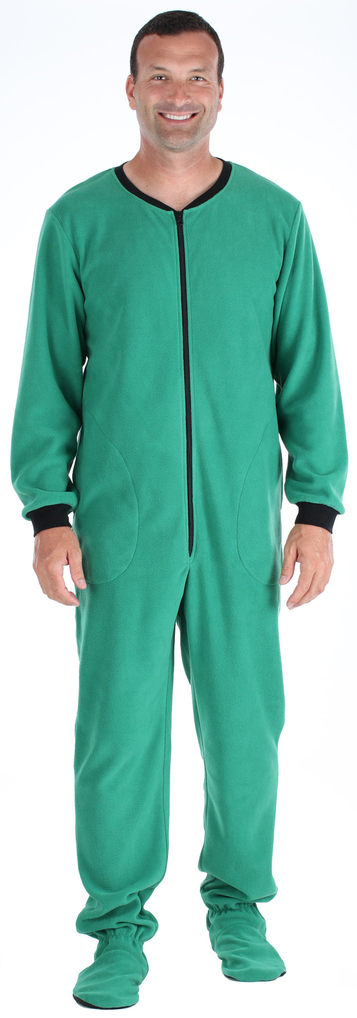 PajamaMania Men’s Fleece Footed Solid Color Onesie Pajamas Jumpsuit