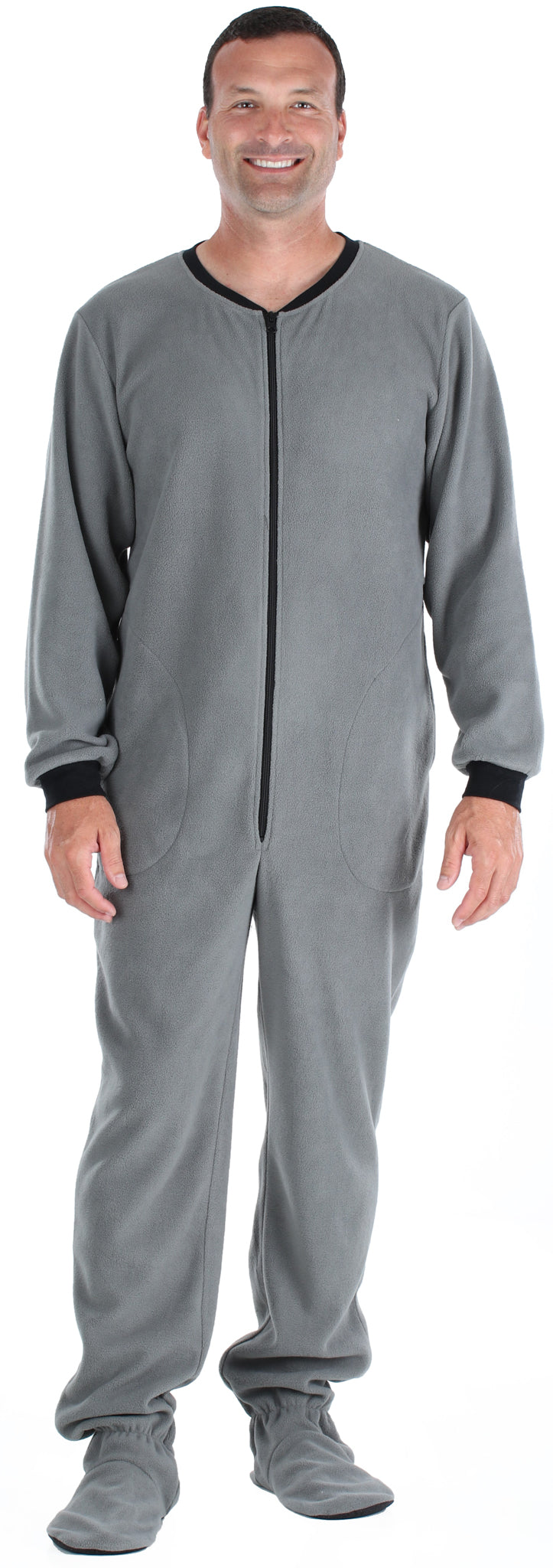 PajamaMania Men’s Fleece Footed Solid Color Onesie Pajamas Jumpsuit