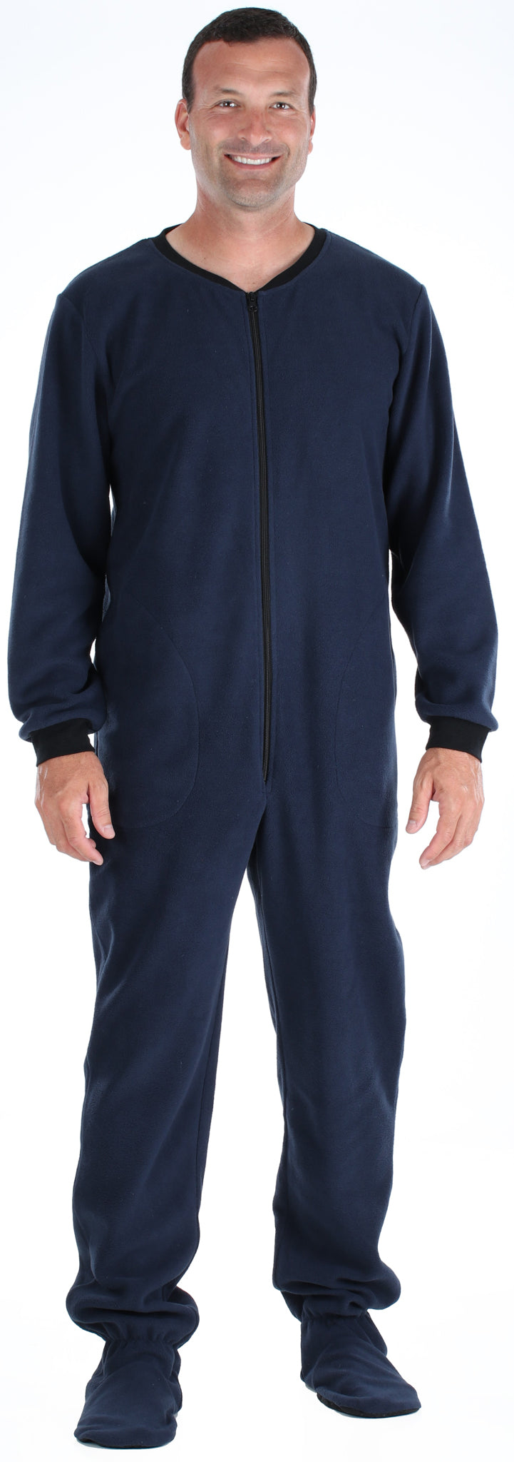 PajamaMania Men’s Fleece Footed Solid Color Onesie Pajamas Jumpsuit