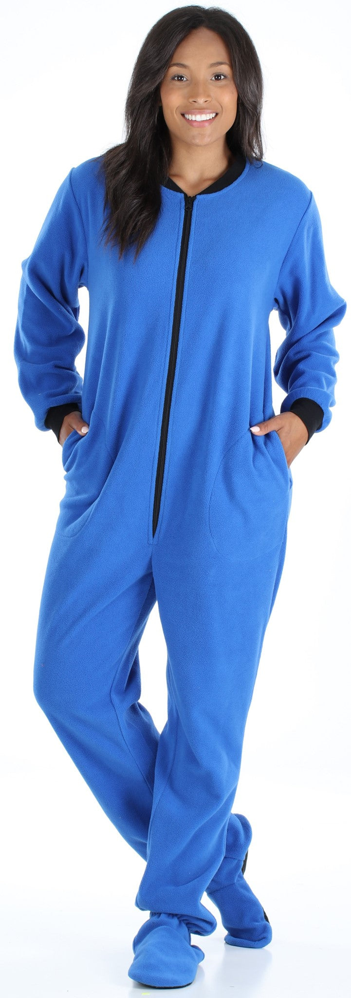 Women’s Fleece Footed Solid Color Onesie Pajamas Jumpsuit