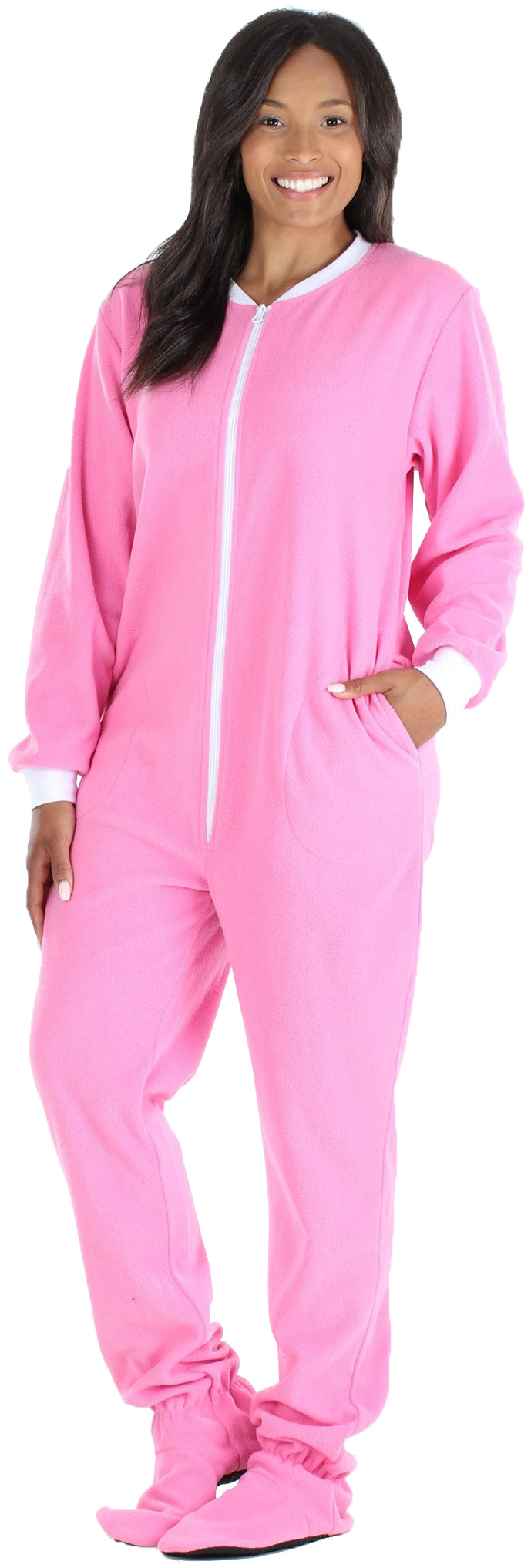 Women’s Fleece Footed Solid Color Onesie Pajamas Jumpsuit