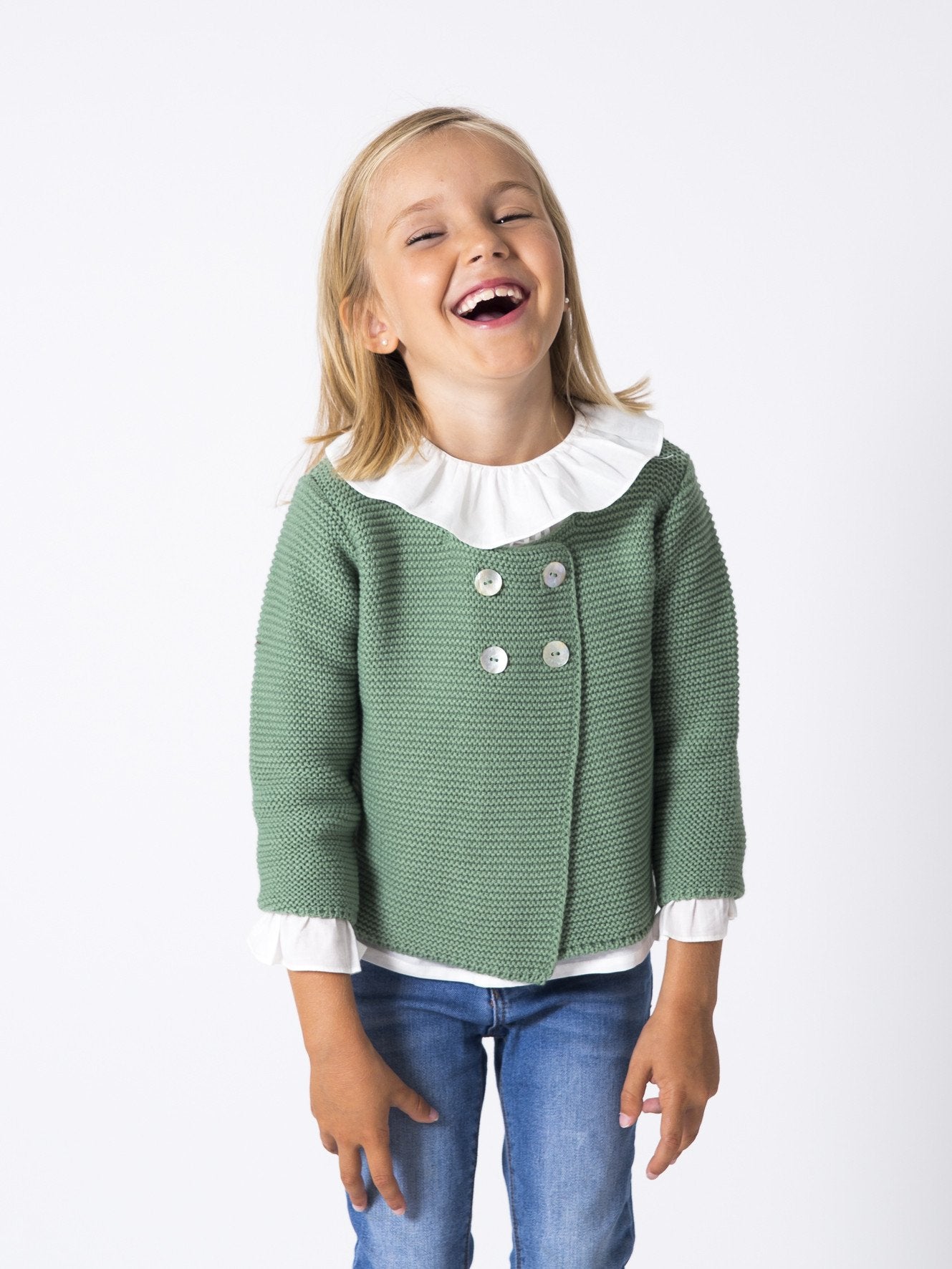 Chaqueta verde de punto niña - Minis Baby&Kids shop