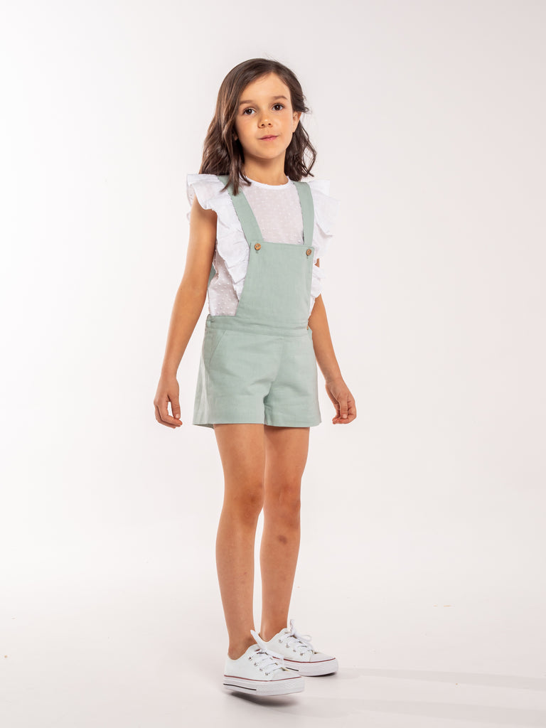 Groseramente inflación Vacilar Peto lino verde para niña - Minis Baby&Kids moda niños - Shop online