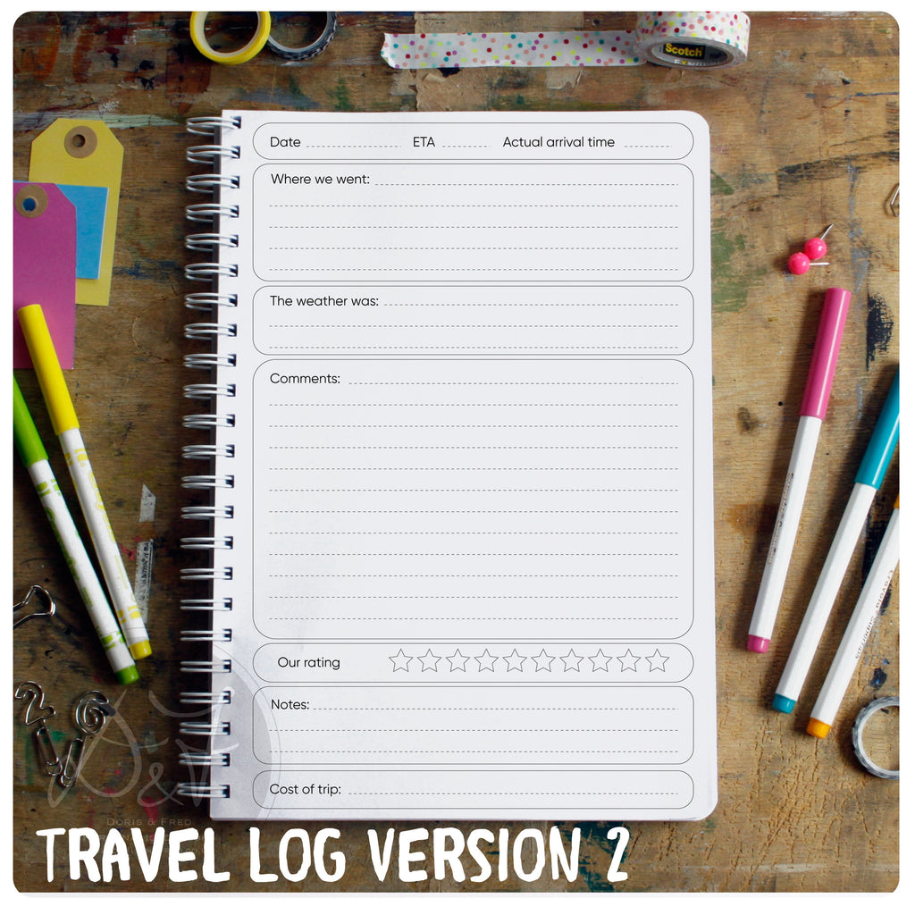 travel log book notebook