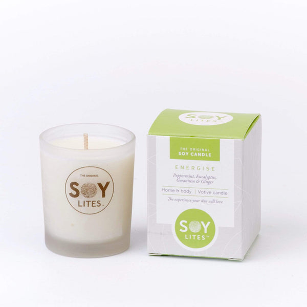 Energise Votive Candle with Spearmint, Peppermint, Eucalyptus, Geranium & Ginger