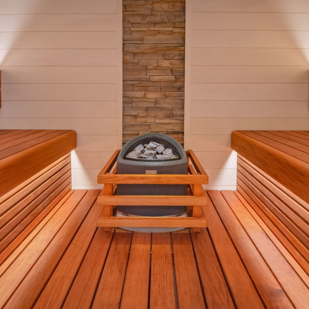 Bespoke home sauna installation with a feature wall