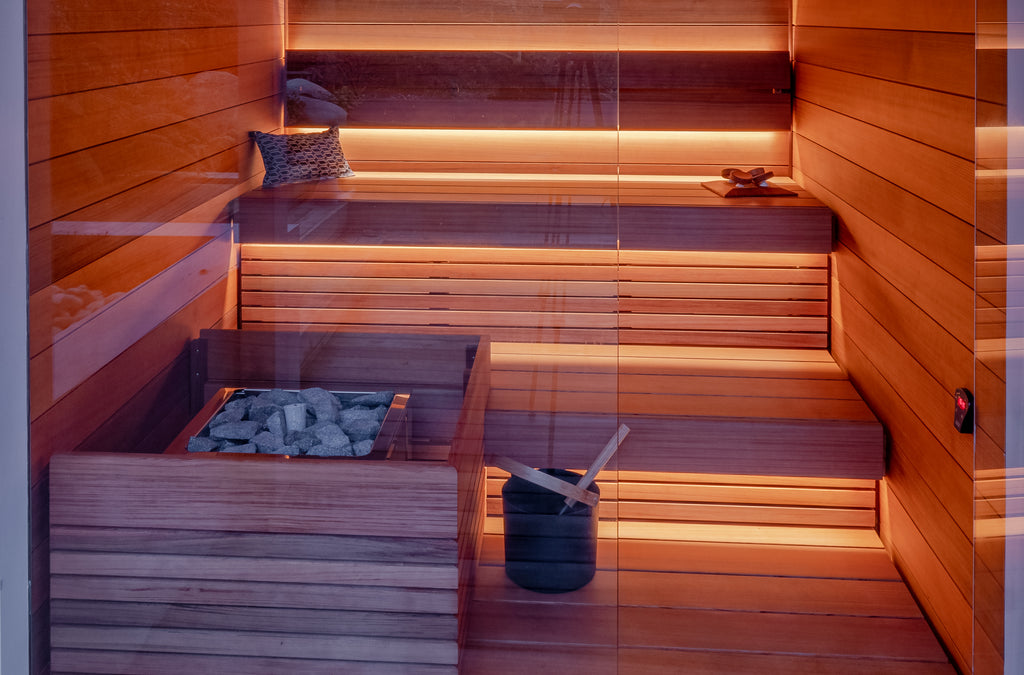 Finnmark Sauna Heater and Sauna Benches inside Great Missenden installation