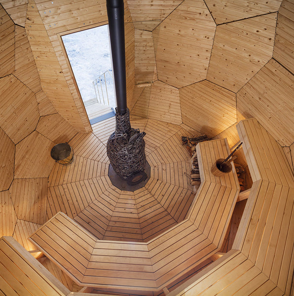 Inside the Golden Egg Sauna