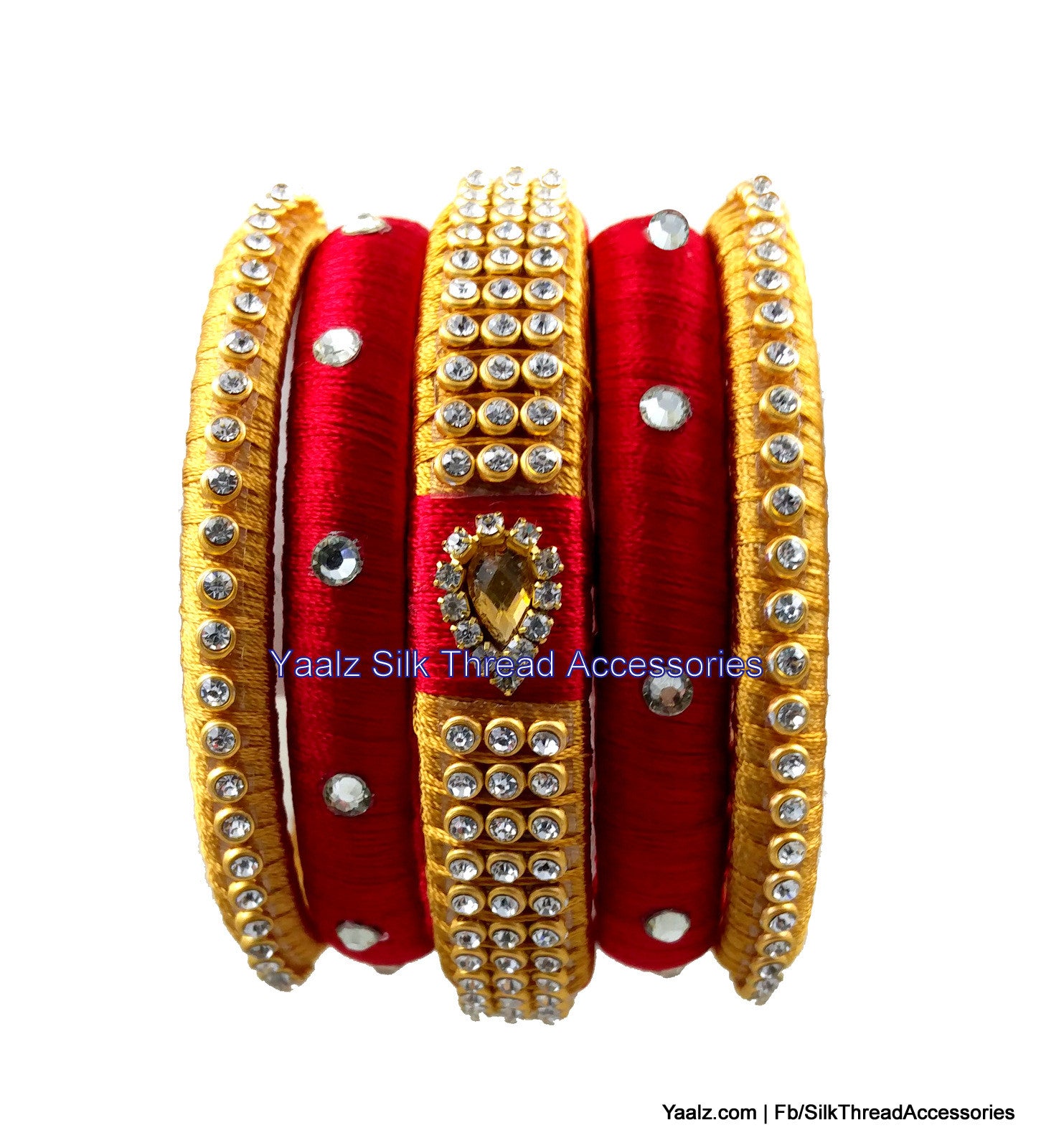Yaalz Assorted Bangles Set In Red And 