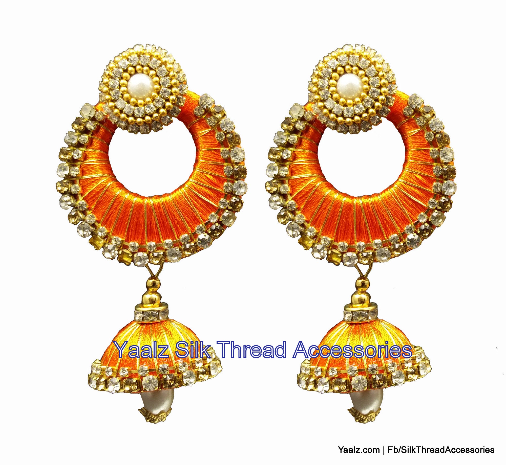 SHISHA - Orange Color Mirror Kundan Earring Tikka Set - Guras Accessories