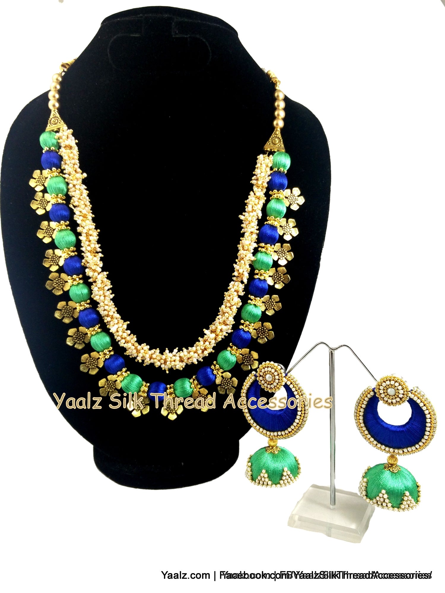 Green Silk Thread Jewellery Set – Fashionous