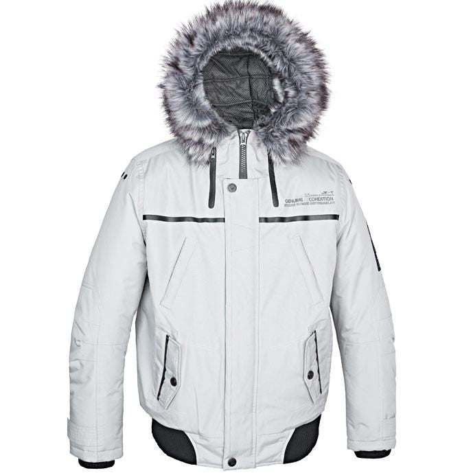 mens white jacket with fur hood