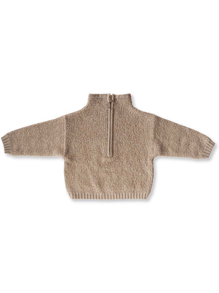 Grown - Zip Teddy Boucle Pull Over - Stone