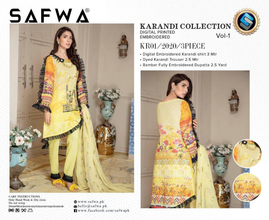 Kr01 Safwa Digital Karandi 3 Piece Collection Vol 1 2019 Shirt