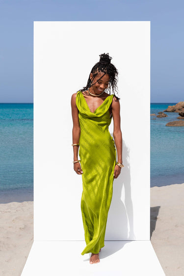 Lime Silk Slip Long Maxi Dress Silk Slip Trends Dress Bridesmaid