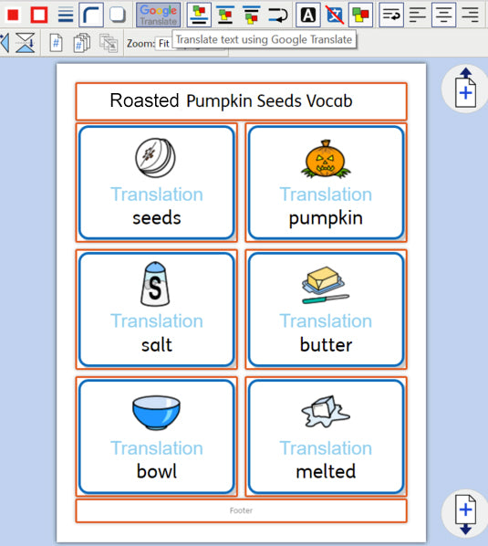 Roasted Pumpkin Seed Symbolized Recipe and Vocabulary Cards