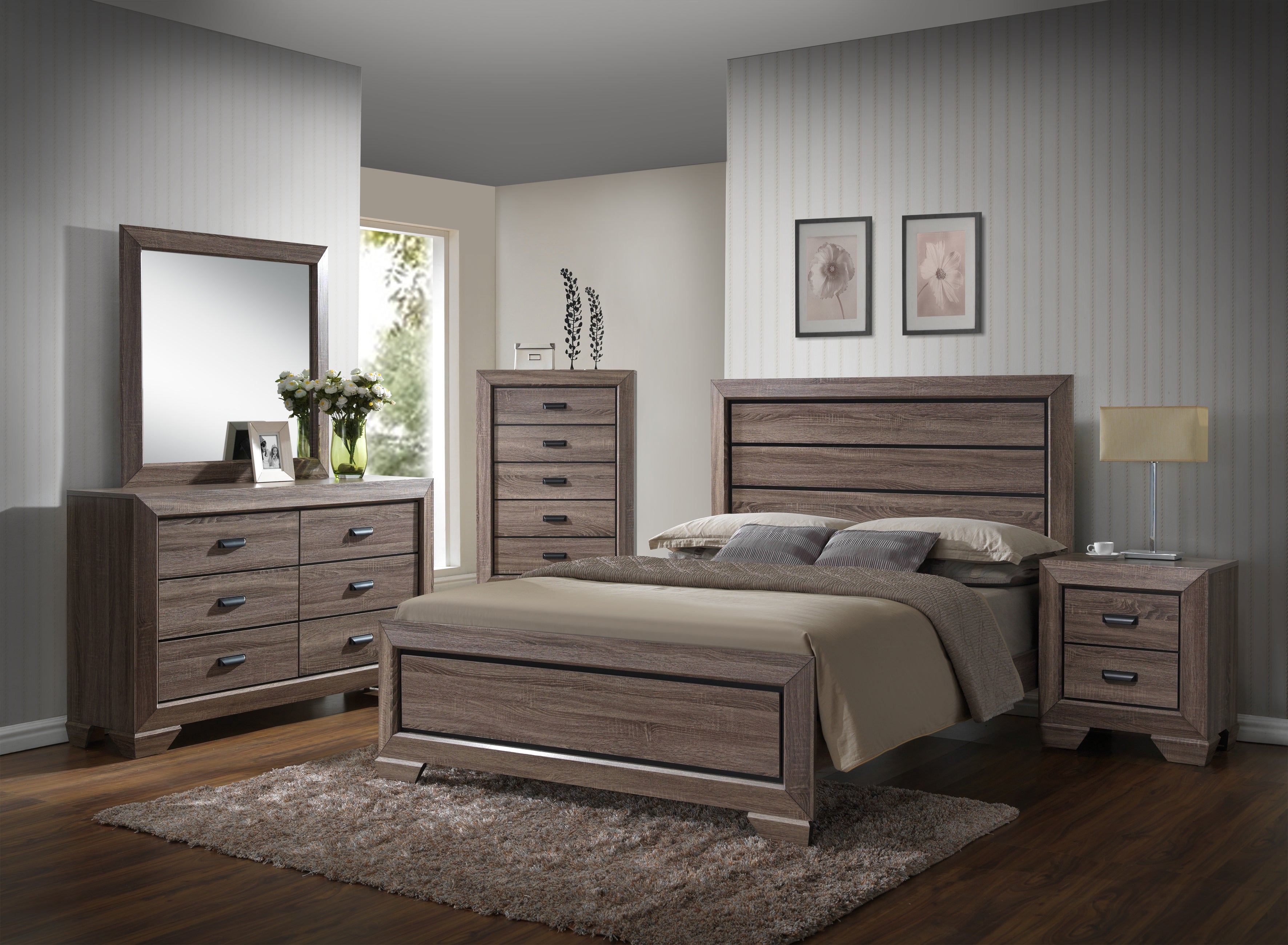 Jardena Bedroom Collection, Brown Wood