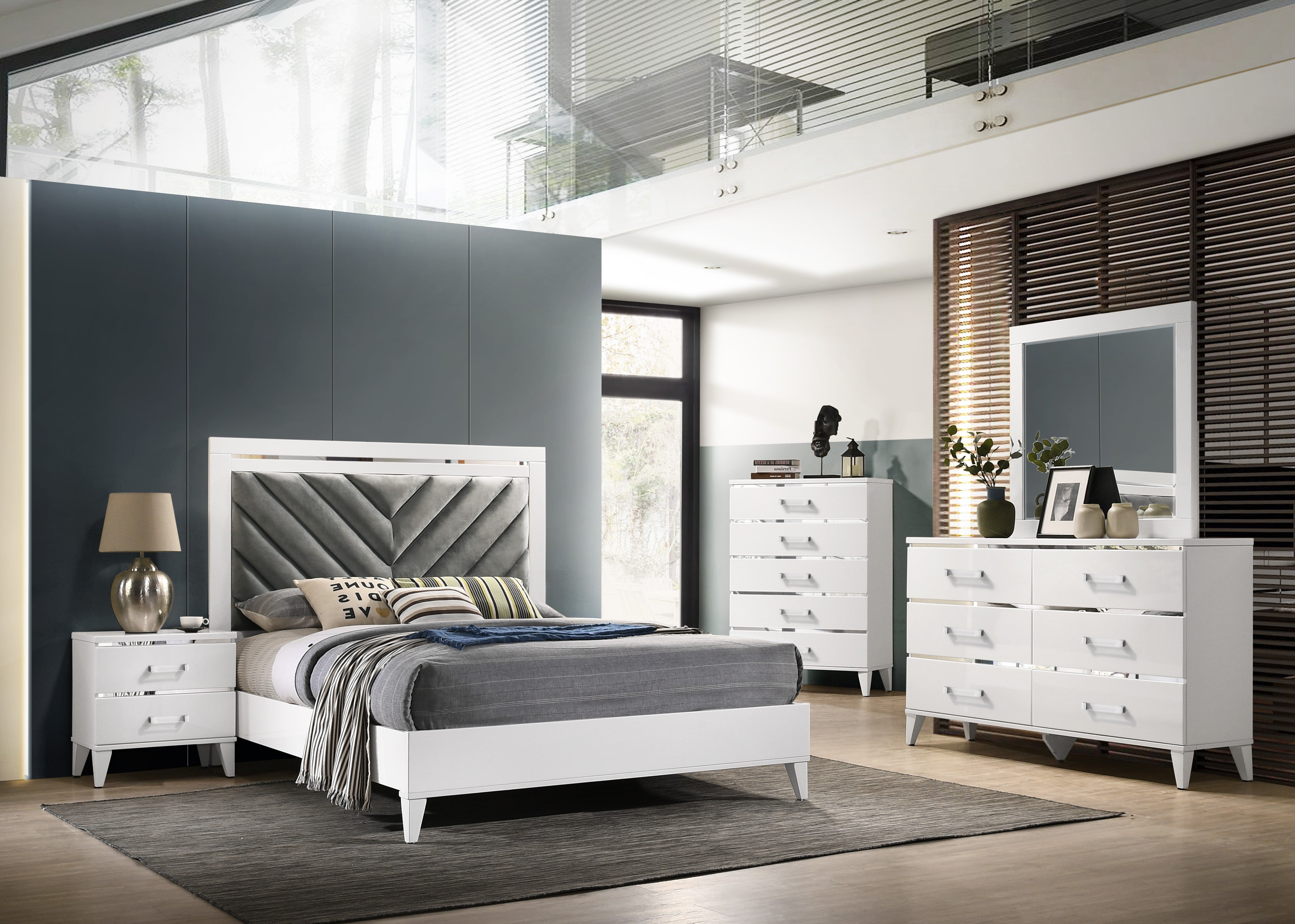 Hillsdale Configurable Modern Bedroom Set Collection, White Wood