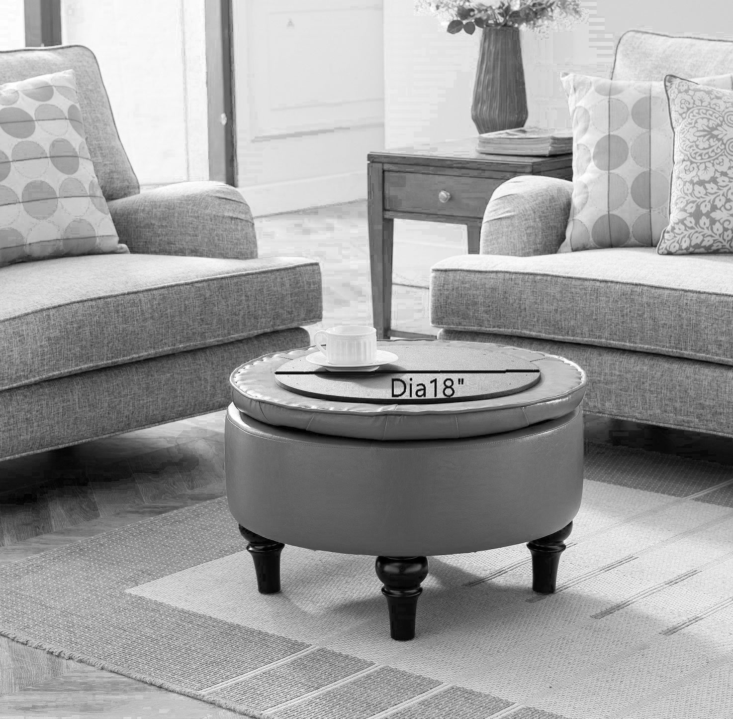 Round Storage Ottoman Coffee Table With Tray / 30 Beautiful Ottoman