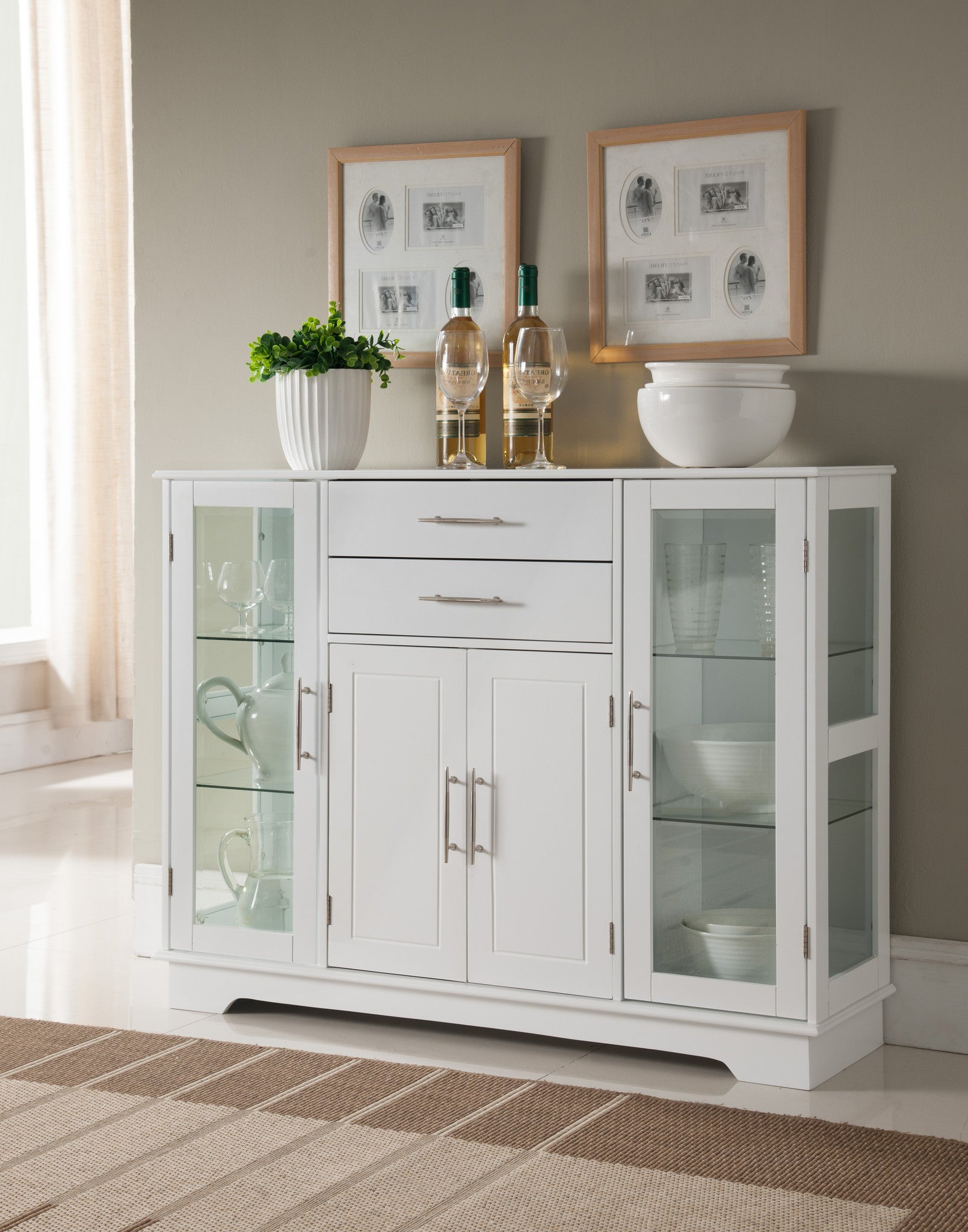 Elias Kitchen Storage Sideboard Buffet Cabinet With Glass Doors