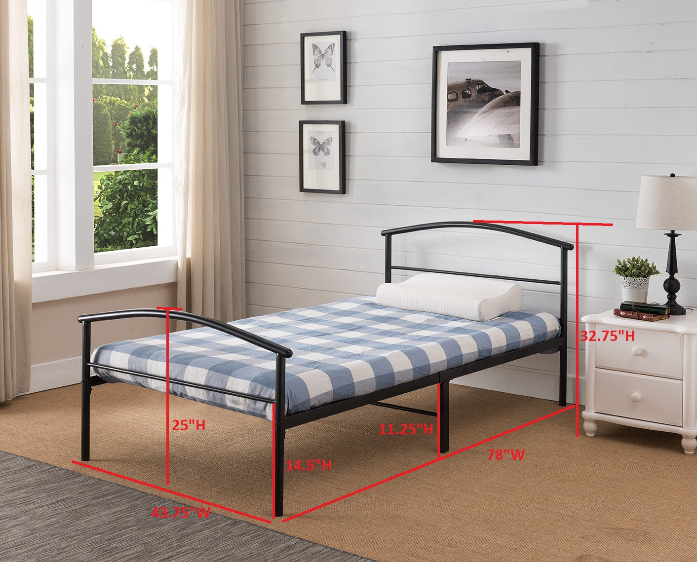 Twin or Full Size Black Traditional Metal Platform Bed ...