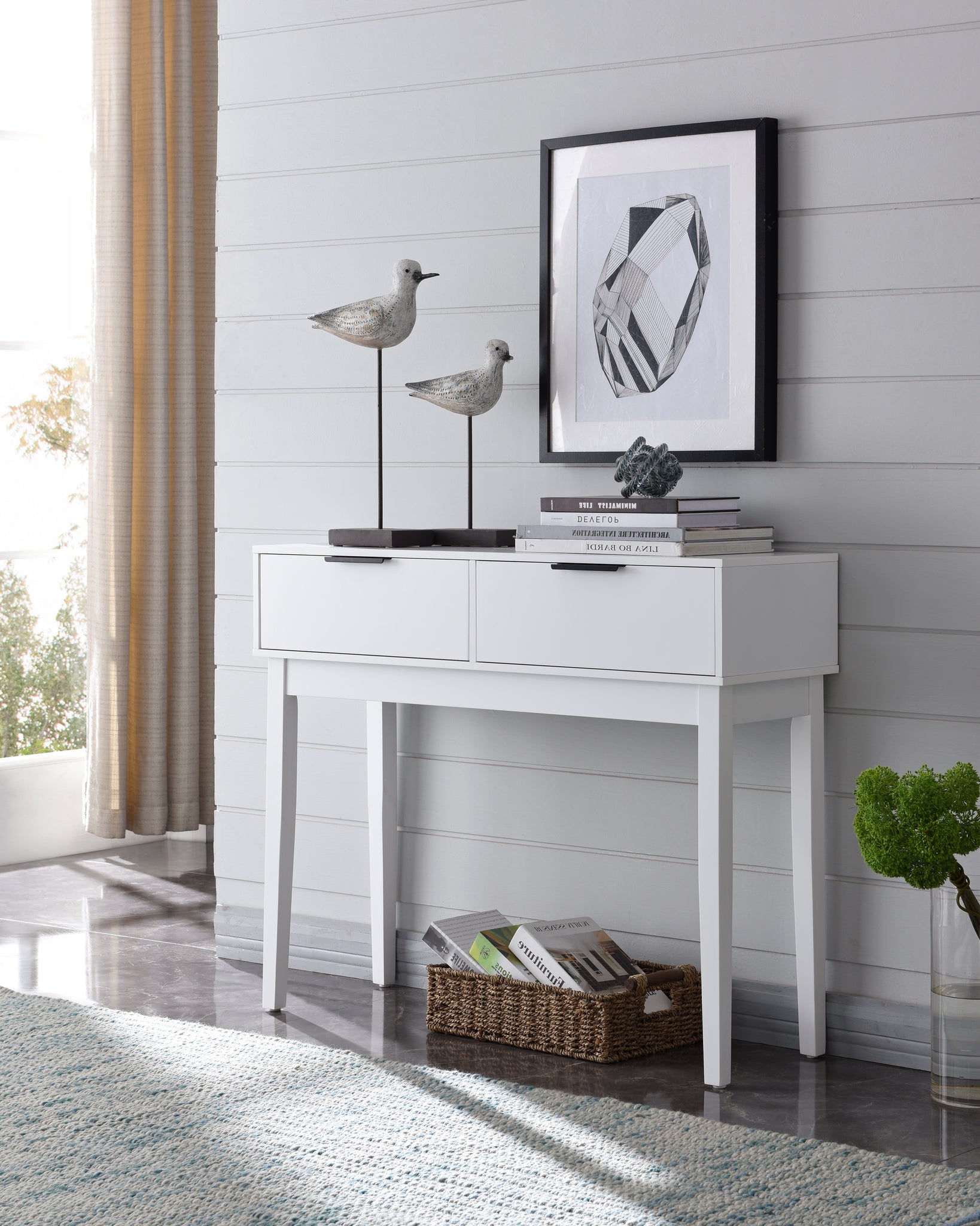 Patrick Entryway Console Sofa Table With 2 Storage Drawers White