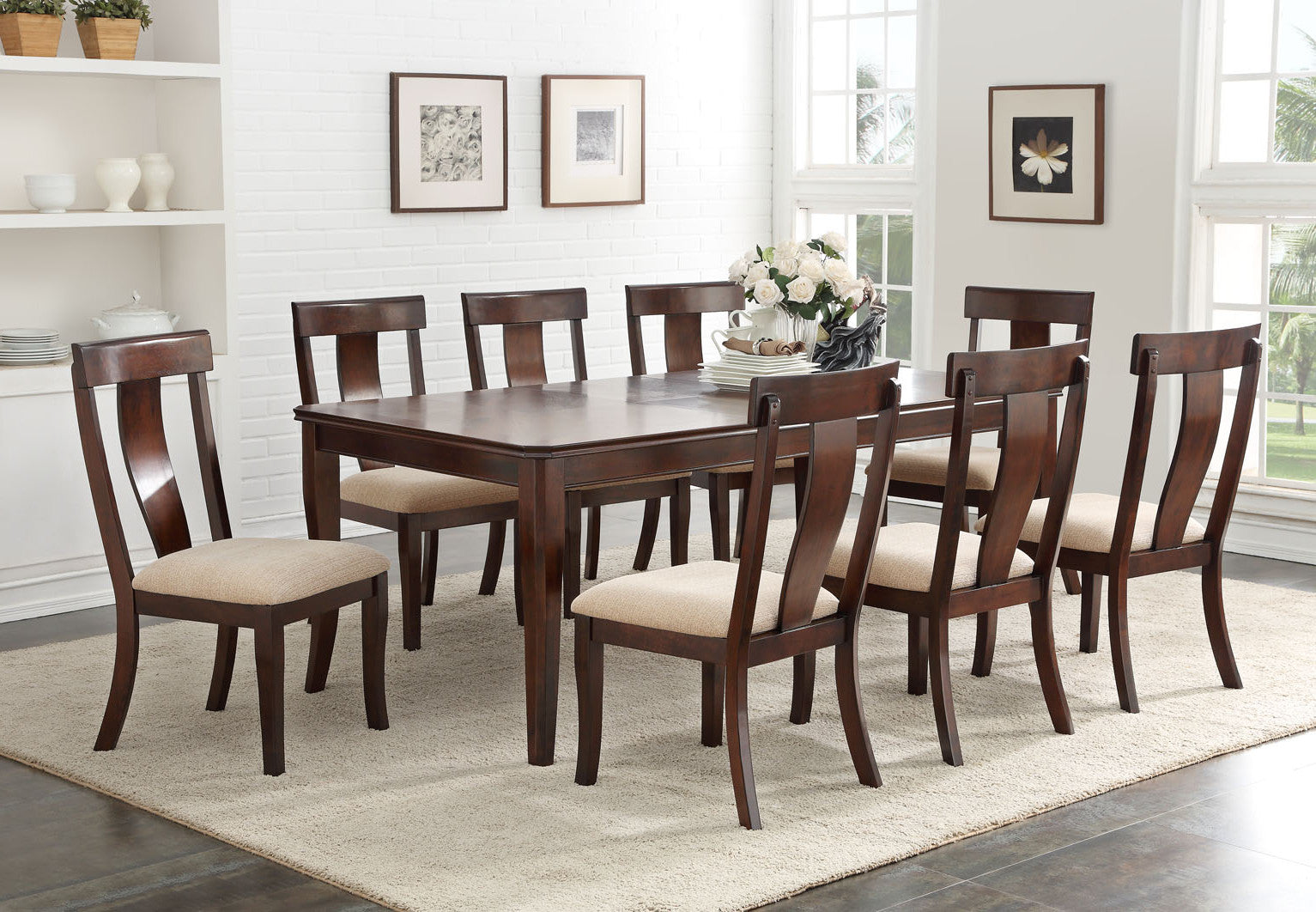 Rowena Formal Dining Room Table Cherry Wood Rectangular Contemporary With 18 Leaf Extension Pilaster Designs