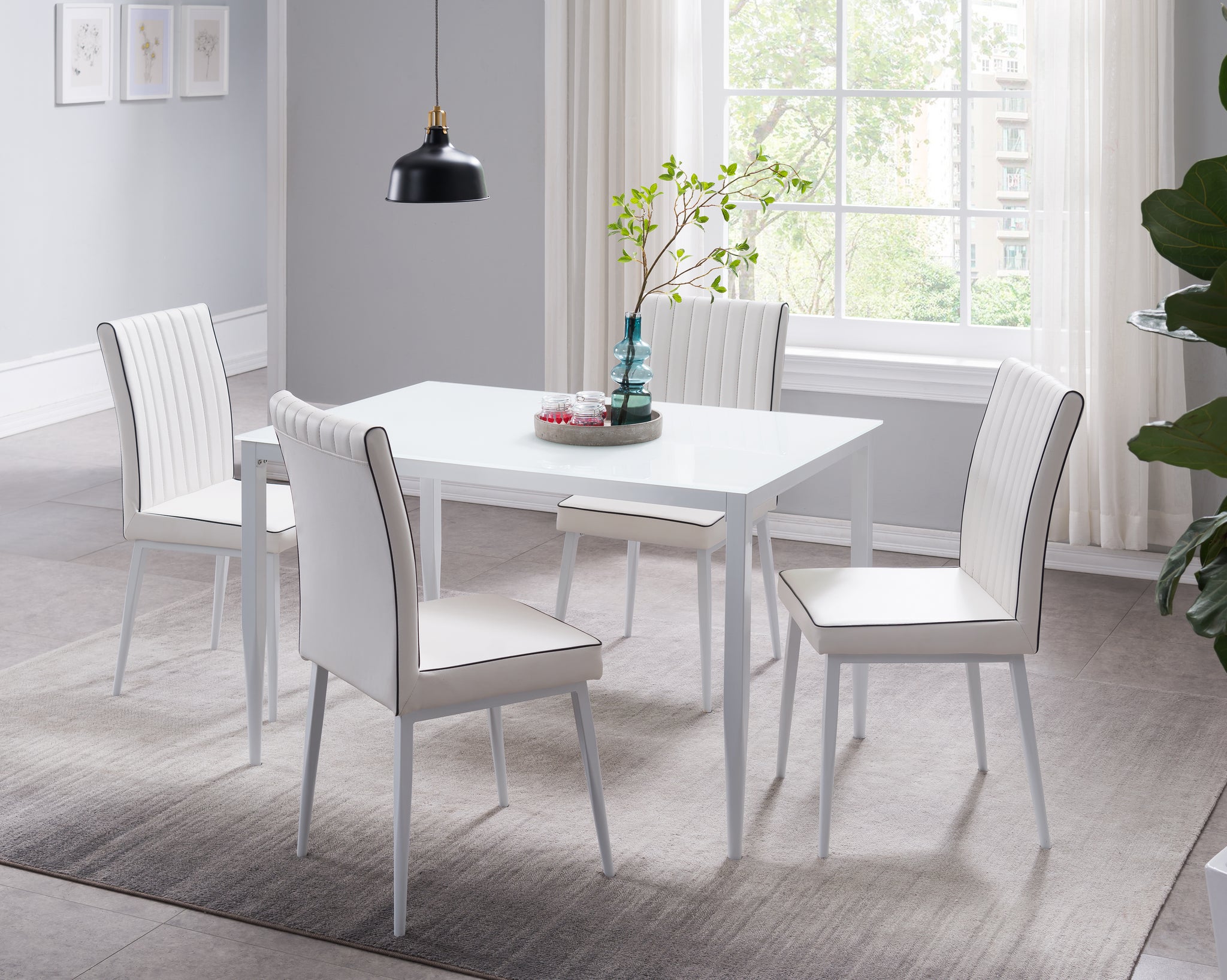 white leather dining room set