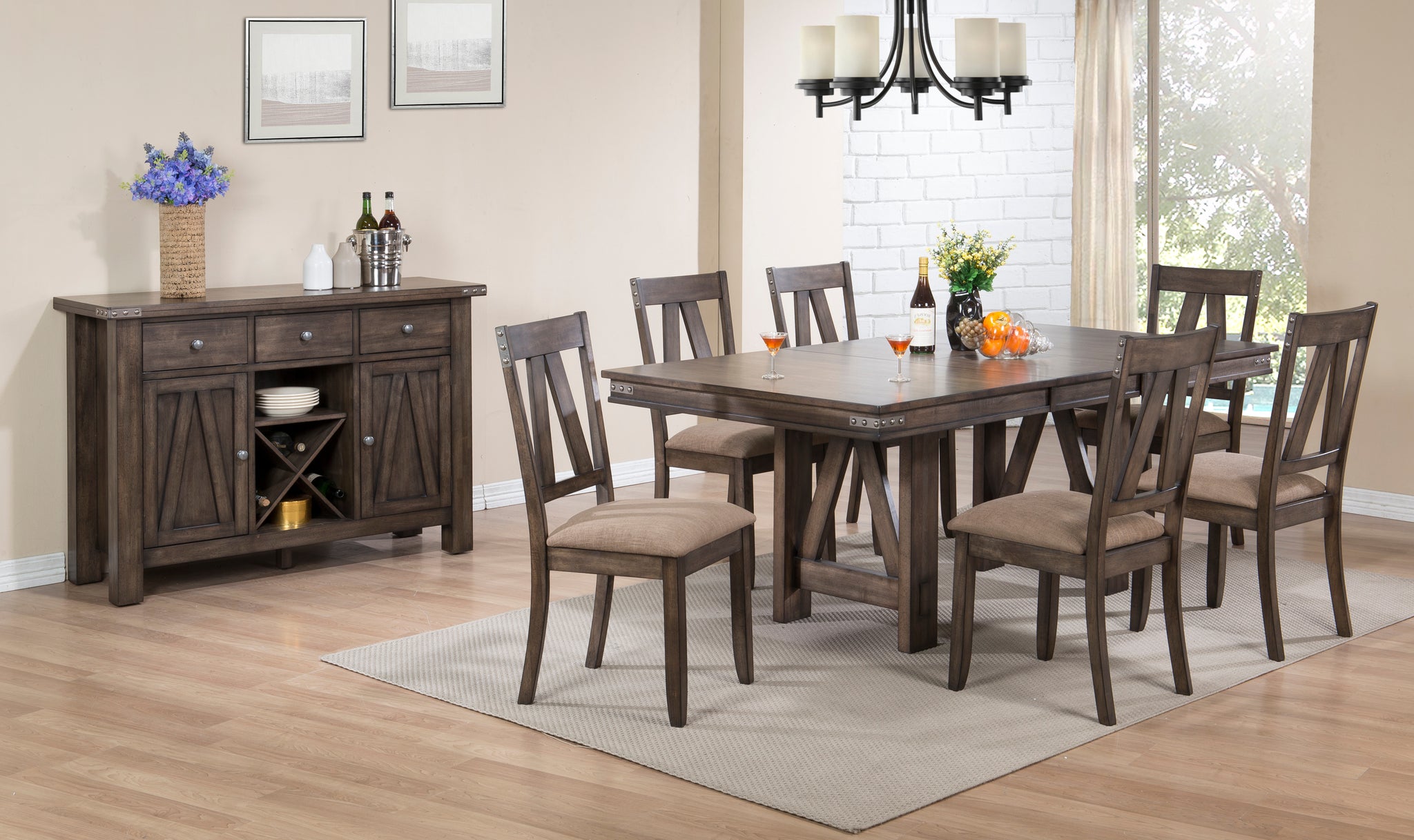 dining table set with six chairs