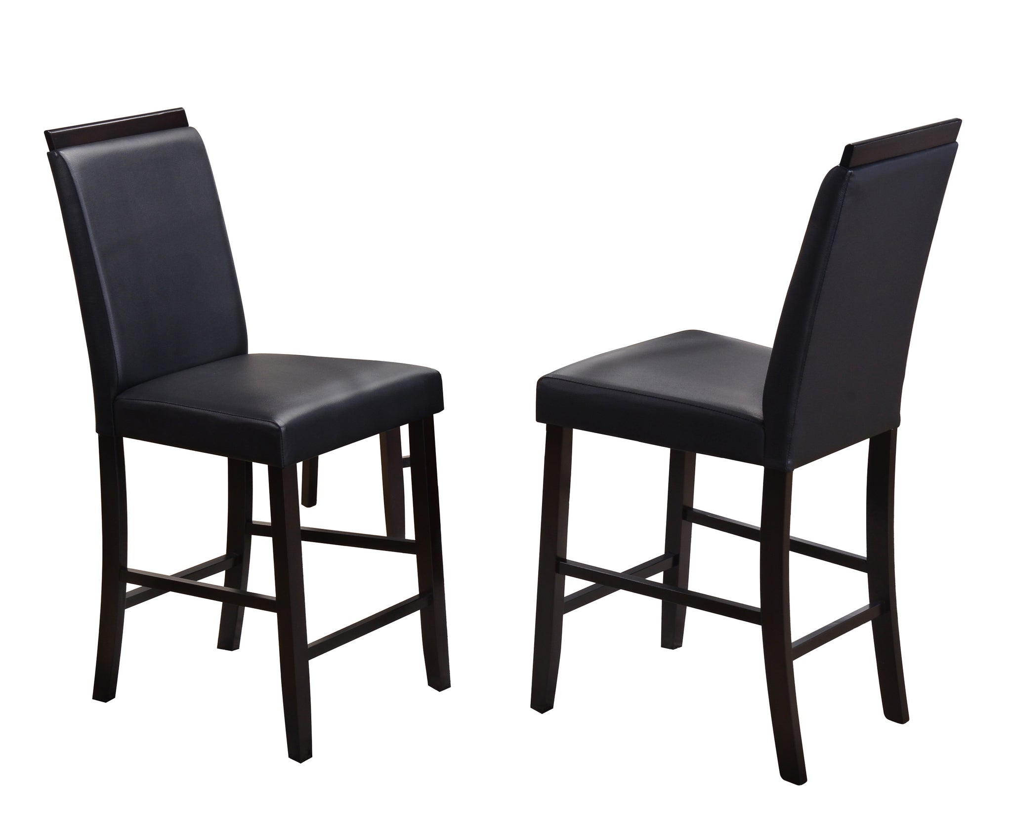 Lenn 24"H Counter Height Bar Stools, Black Faux Leather ...