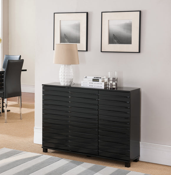 Leina Black Wood Contemporary Sideboard Buffet Console Table With Cabi